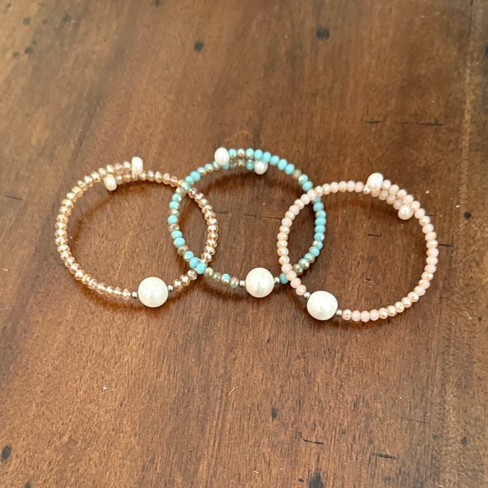 Pearl Wrap Bracelets - Set of 3